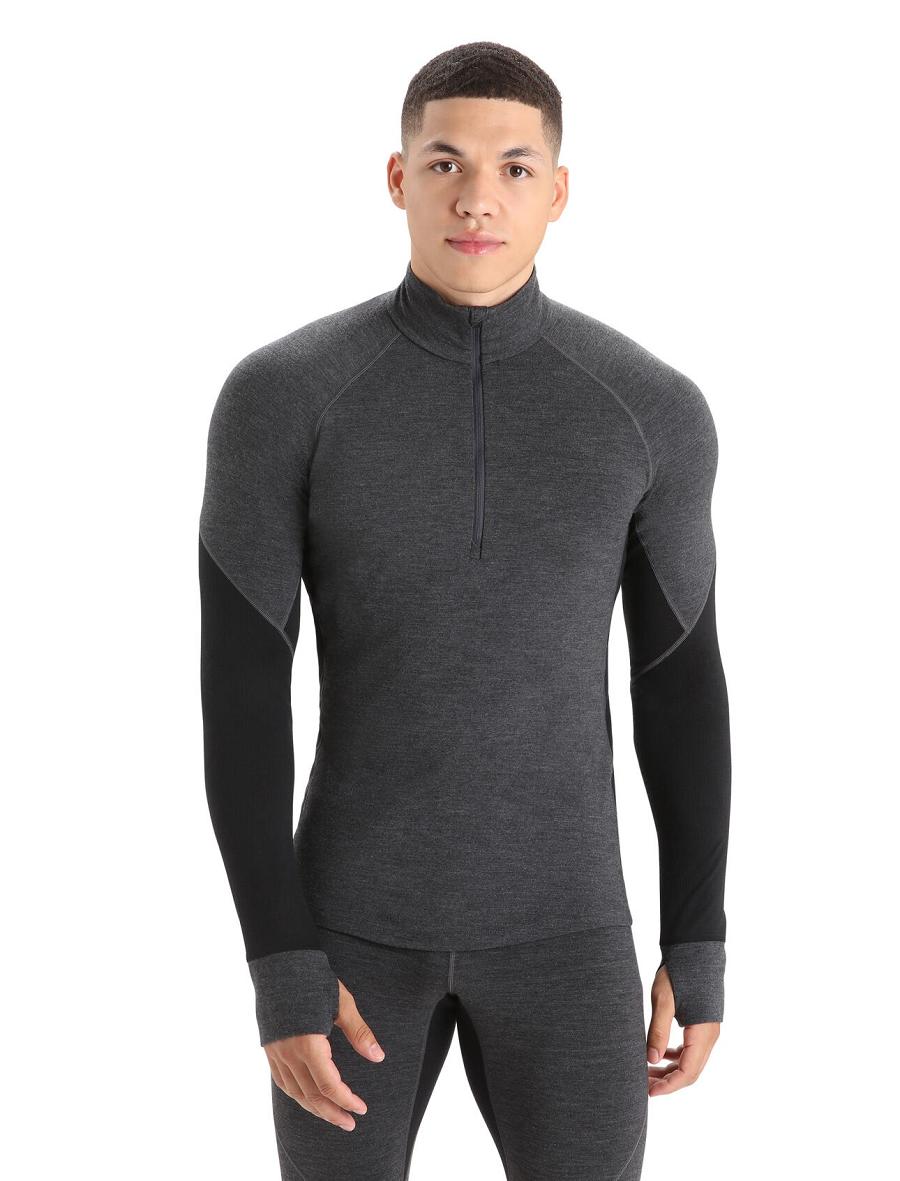 Base Layers Icebreaker BodyfitZone™ Merino 260 Zone Long Sleeve Half Zip Thermal Top Męskie Czarne | PL 1598RVDW